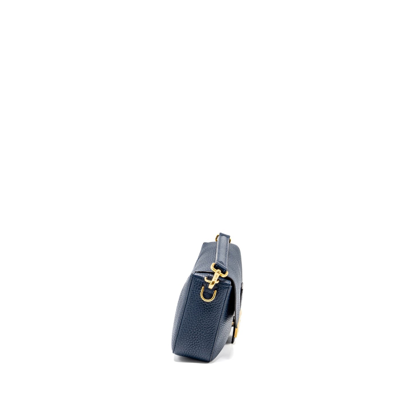 Fendi Baguette Purse Grained Calfskin Dark Blue Shoulder Bag