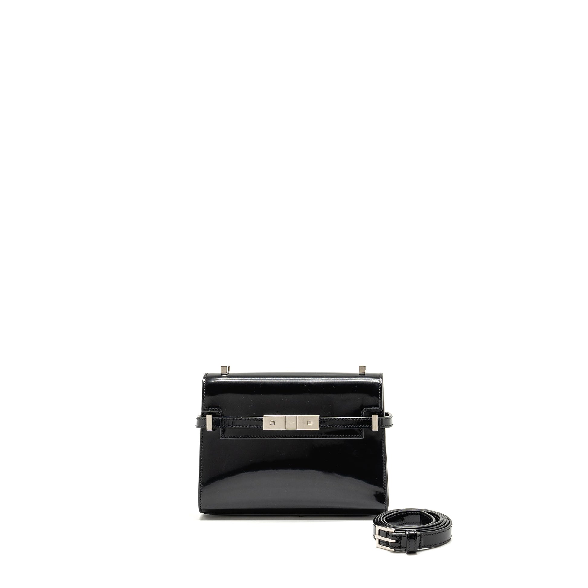 YSL Saint Laurent Saint Laurent Manhattan Purse Calfskin Shoulder Bag Black Black Shw