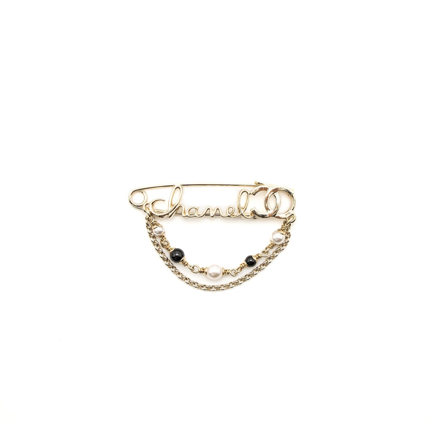 Chanel Pearl Drop Brooch Light Tone Gold Handbag