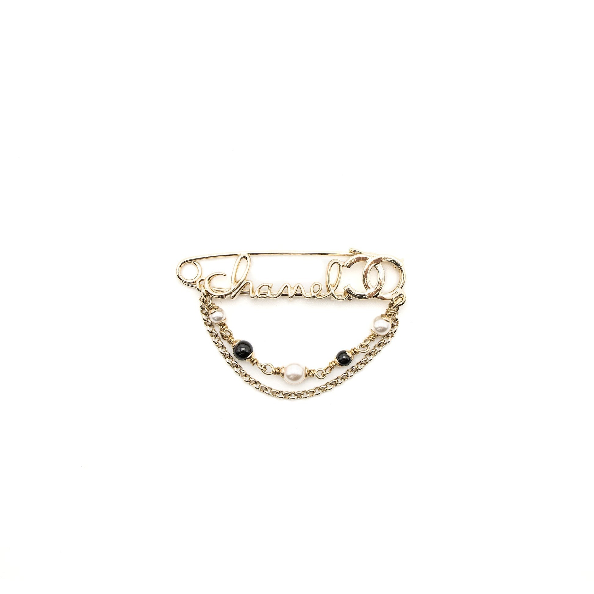 Chanel Pearl Drop Brooch Light Tone Gold Handbag