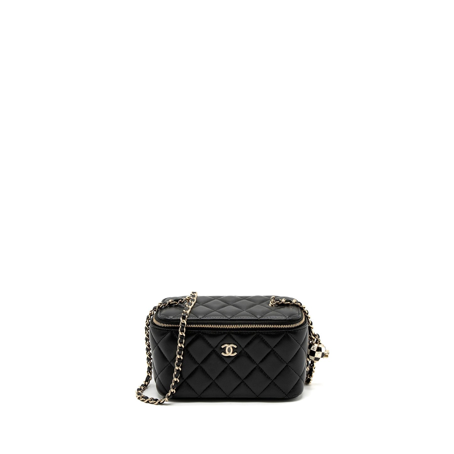 Chanel 23C Pearl Crush Long Vanity Lambskin Black Handbag Lghw Microchip