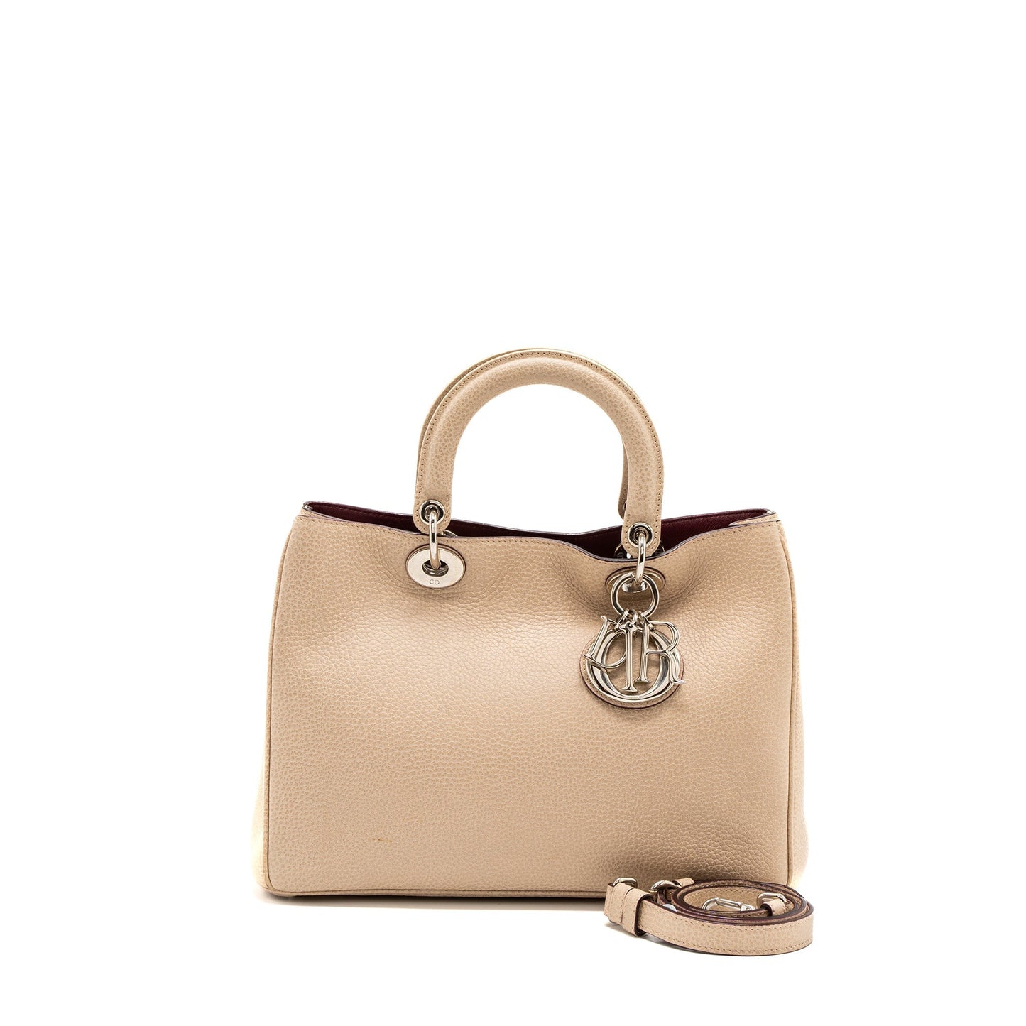 Dior issimo Purse Calfskin Handbag Beige Pink Travel Bag