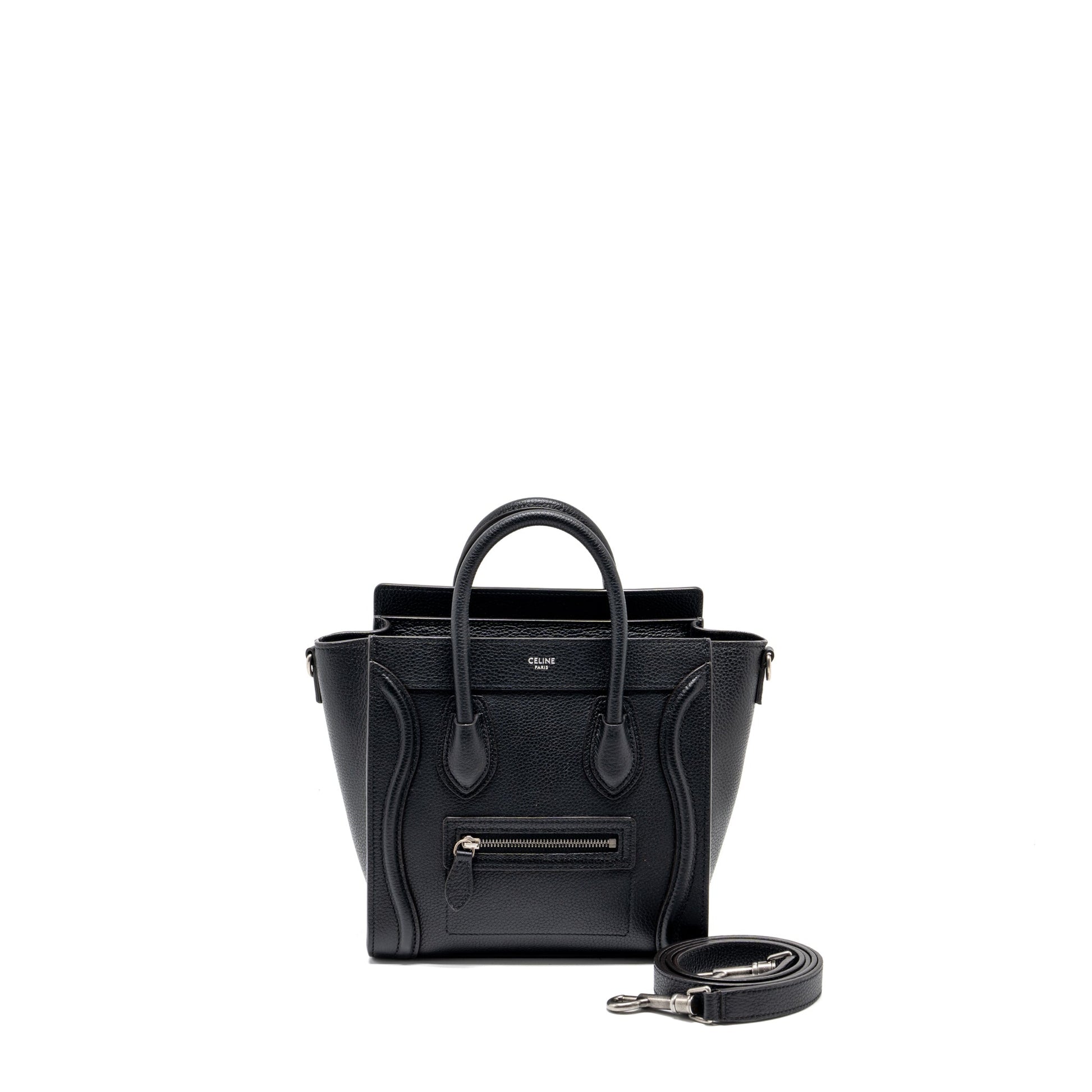 Celine Nano Luggage Purse Calfskin Handbag Black Travel Bag