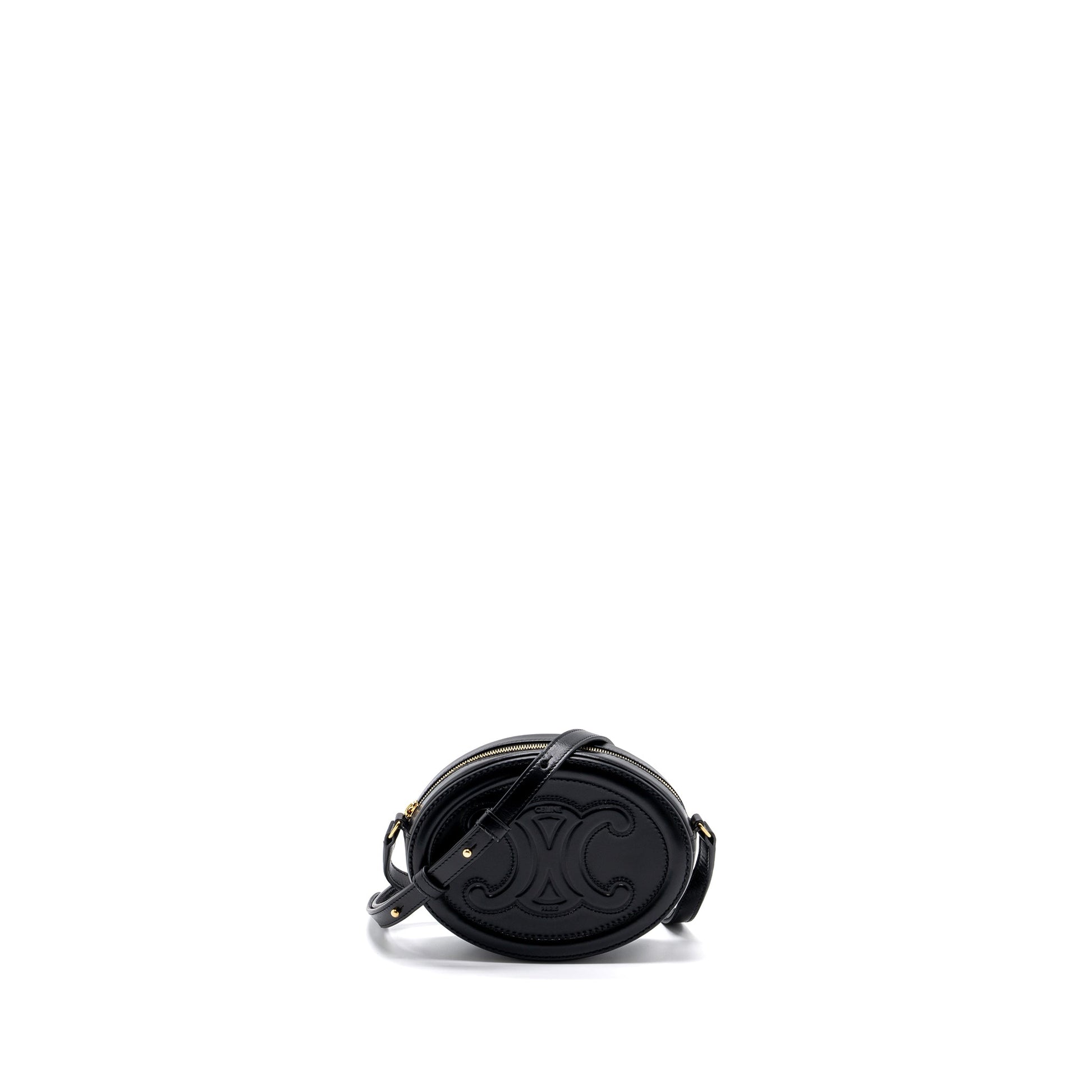 Celine Oval Purse Cuir Triumphed Calfskin Handbag Black Travel Bag