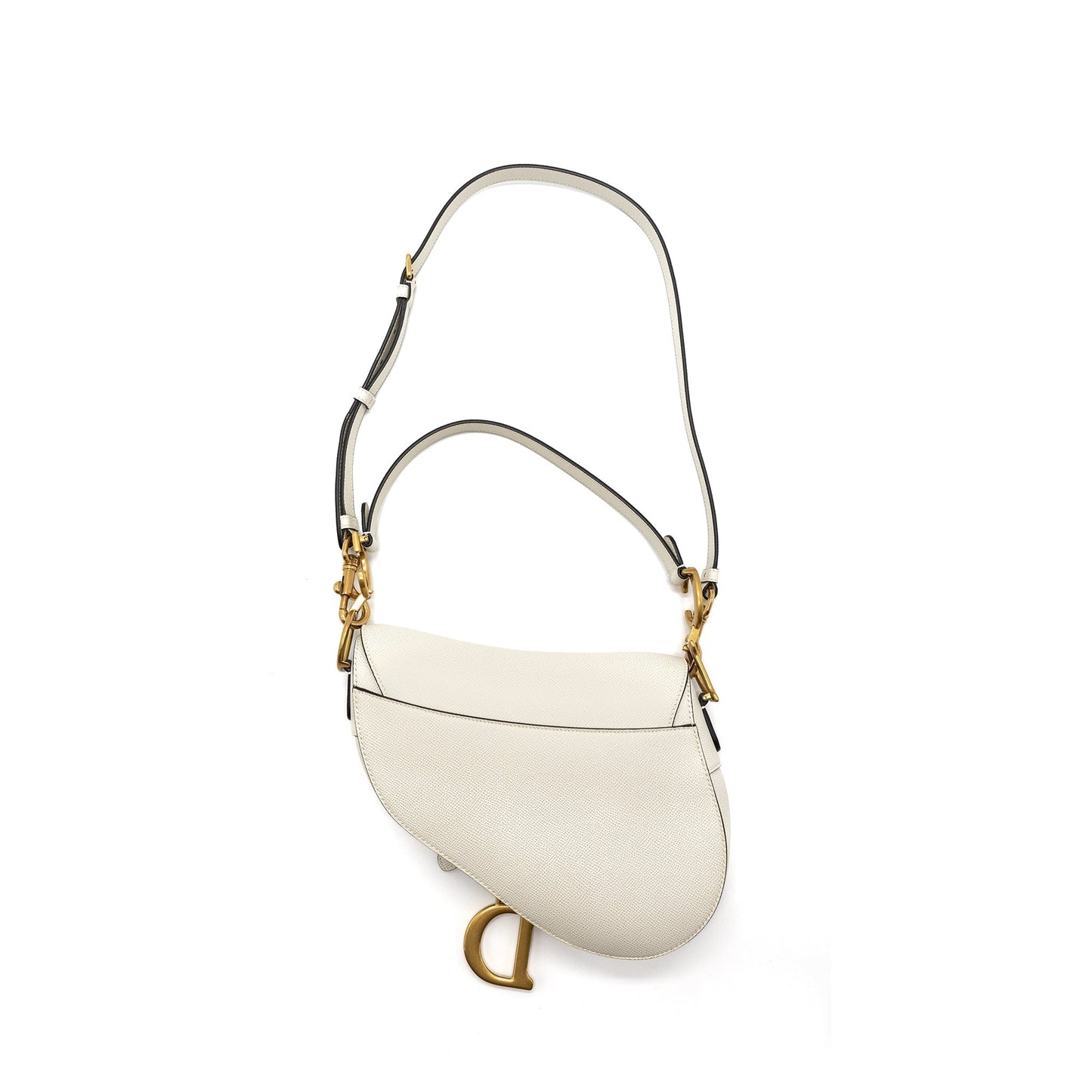 Dior Saddle Purse With Strap Grained Calfskin Handbag White Medium Travel Bag