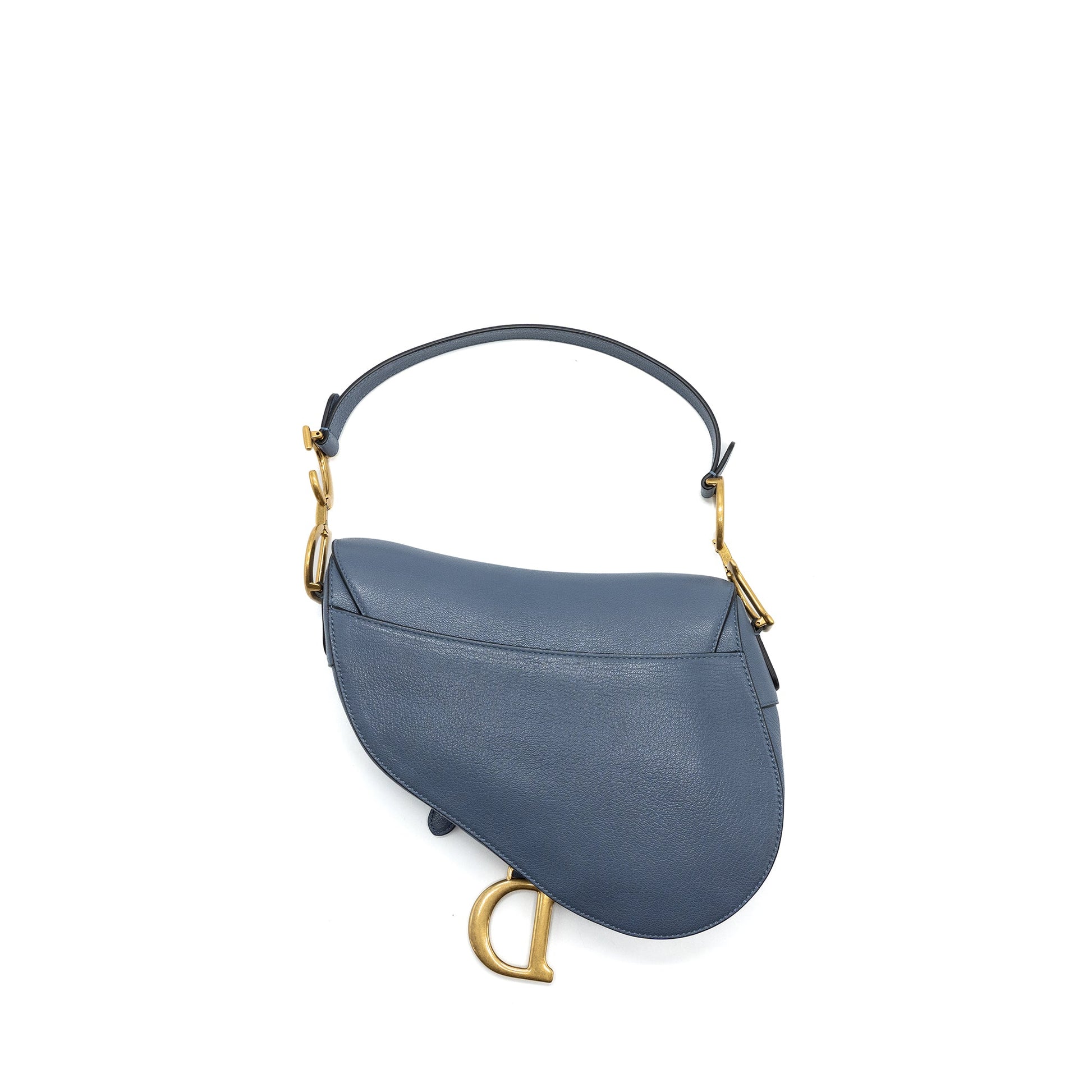 Dior Saddle Purse Goat Skin Light Handbag Blue Medium Travel Bag