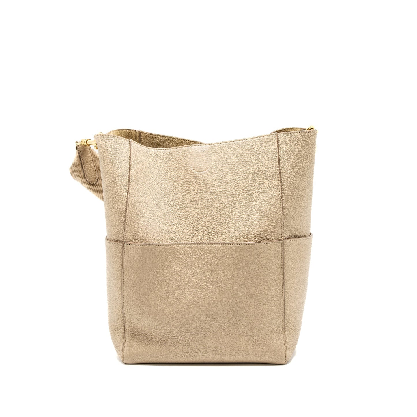 Celine Sangle Purse Calfskin Handbag Beige Bucket Bucket Bag