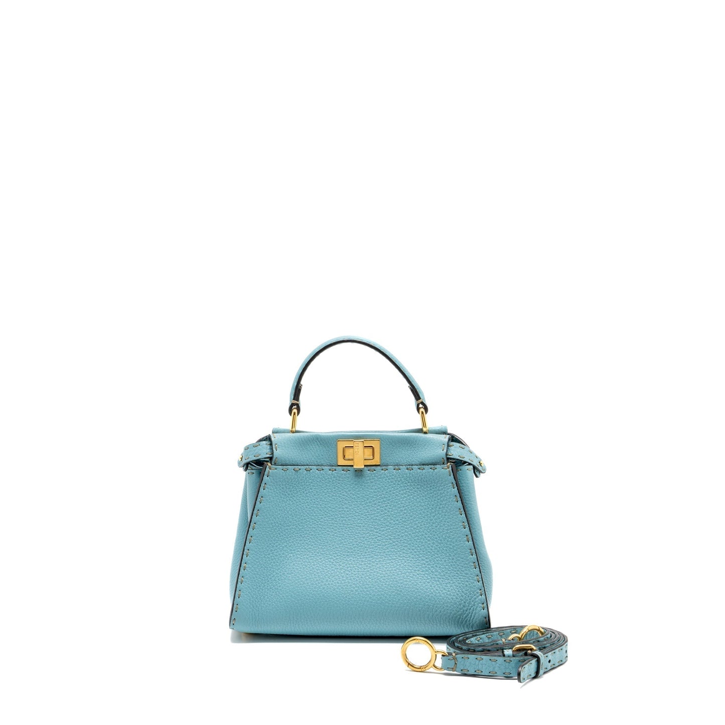 Fendi Peekaboo Purse Calfskin Blue Mini Travel Bag