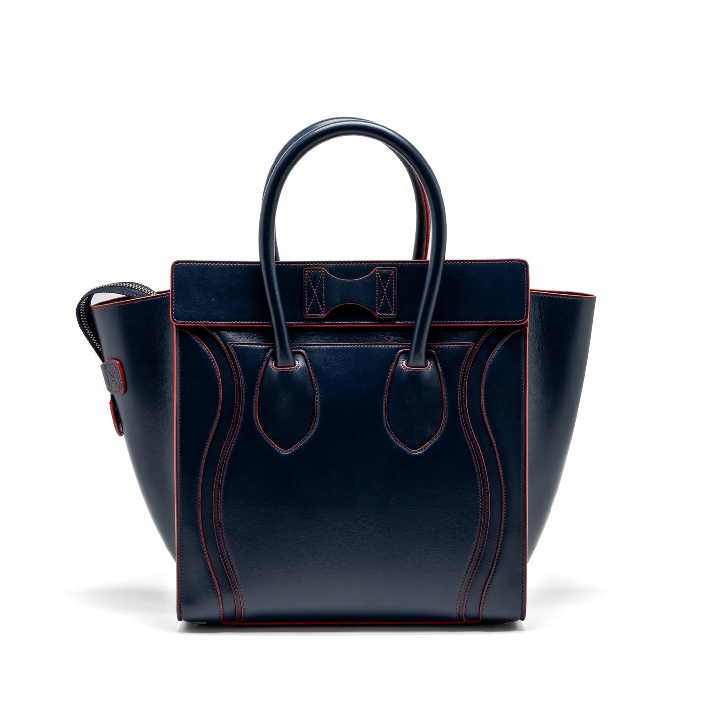 Celine Luggage Tote Purse Calfskin Handbag Blue Red Tote Bag