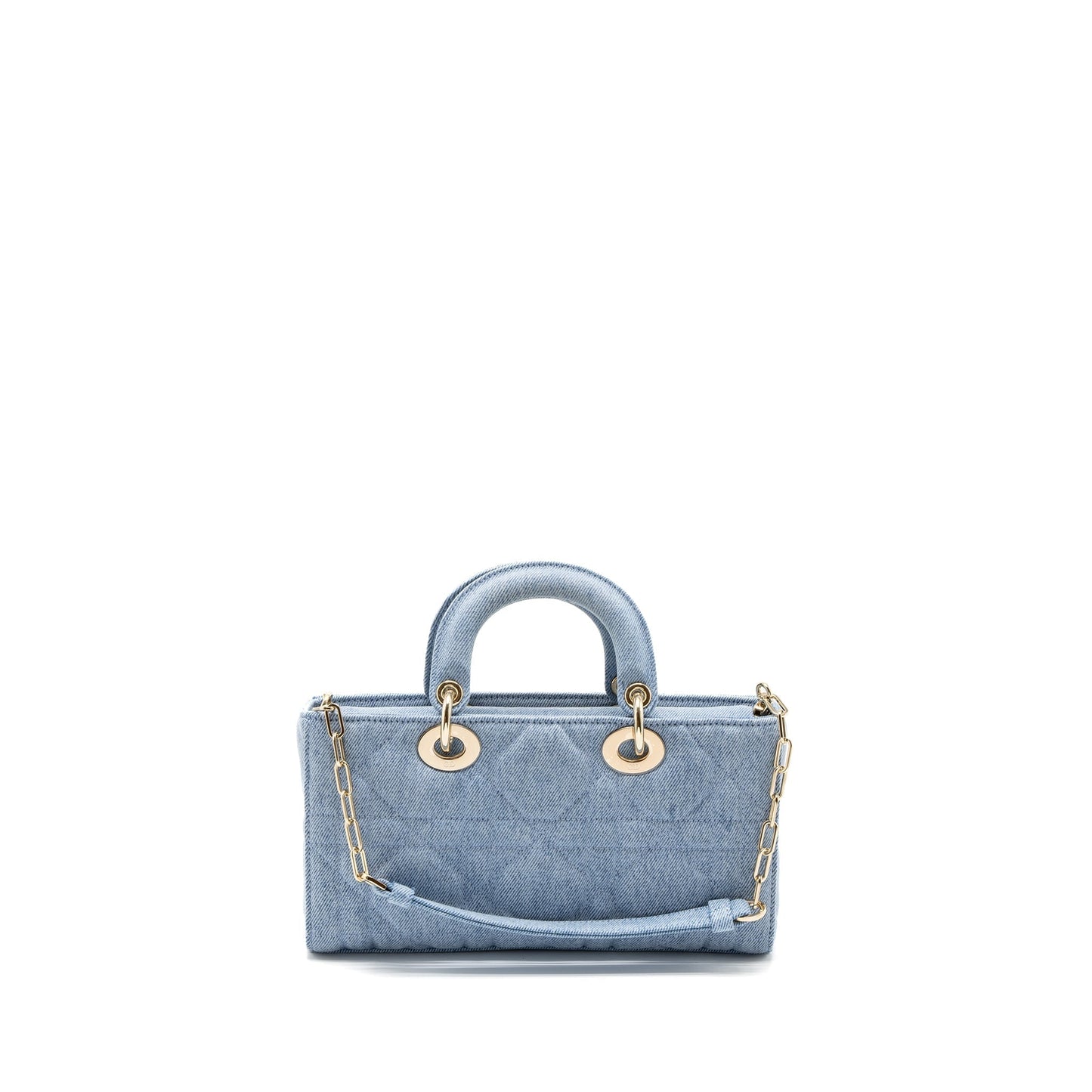 Dior Lady D Joy Purse Macrocannage Handbag Denim Blue Travel Bag