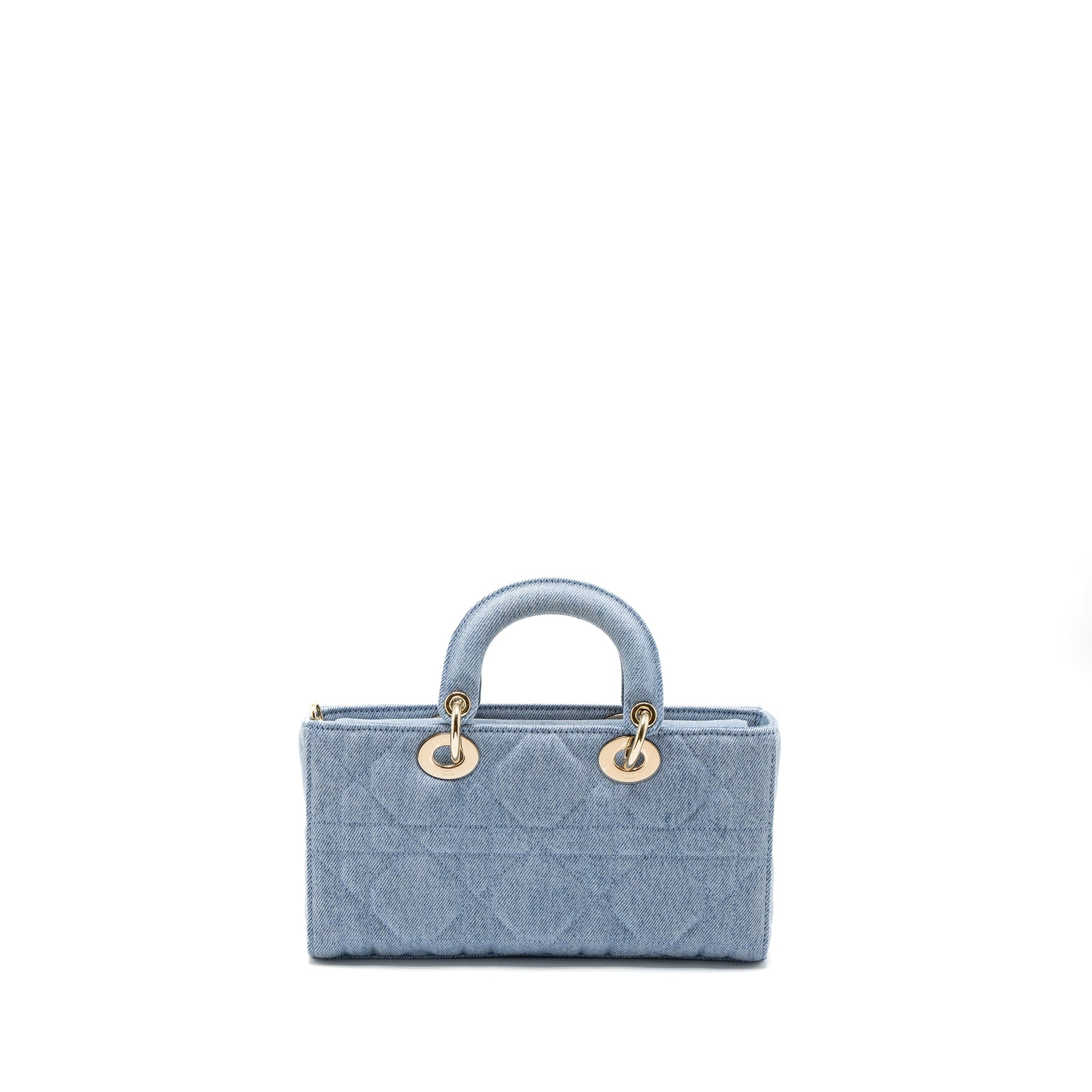 Dior Lady D Joy Purse Macrocannage Handbag Denim Blue Travel Bag