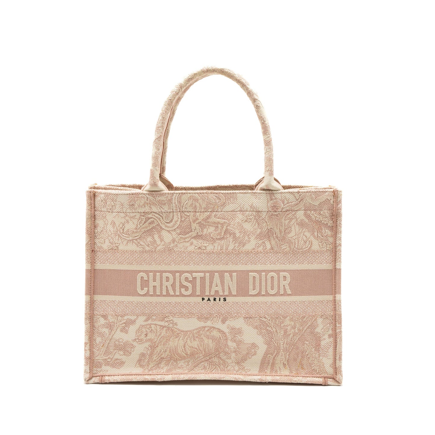 Dior Book Tote Purse Toile De Jouy Embroidery Pink Medium Tote Bag