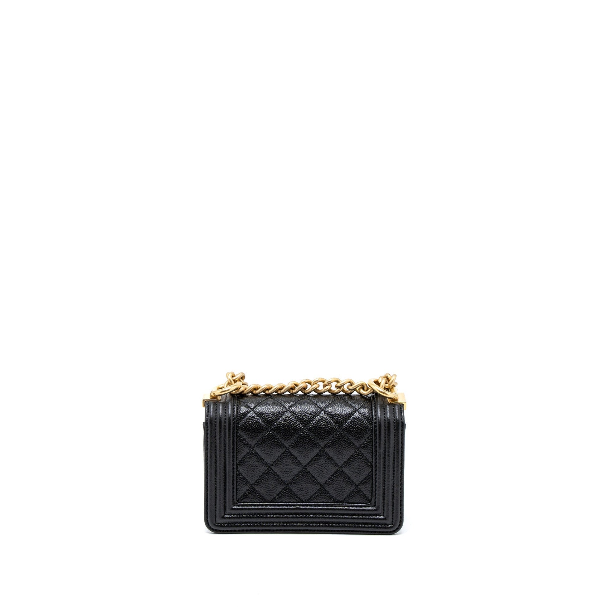 Chanel Super Boy Caviar Brushed GHW Microchip Black Mini Bag