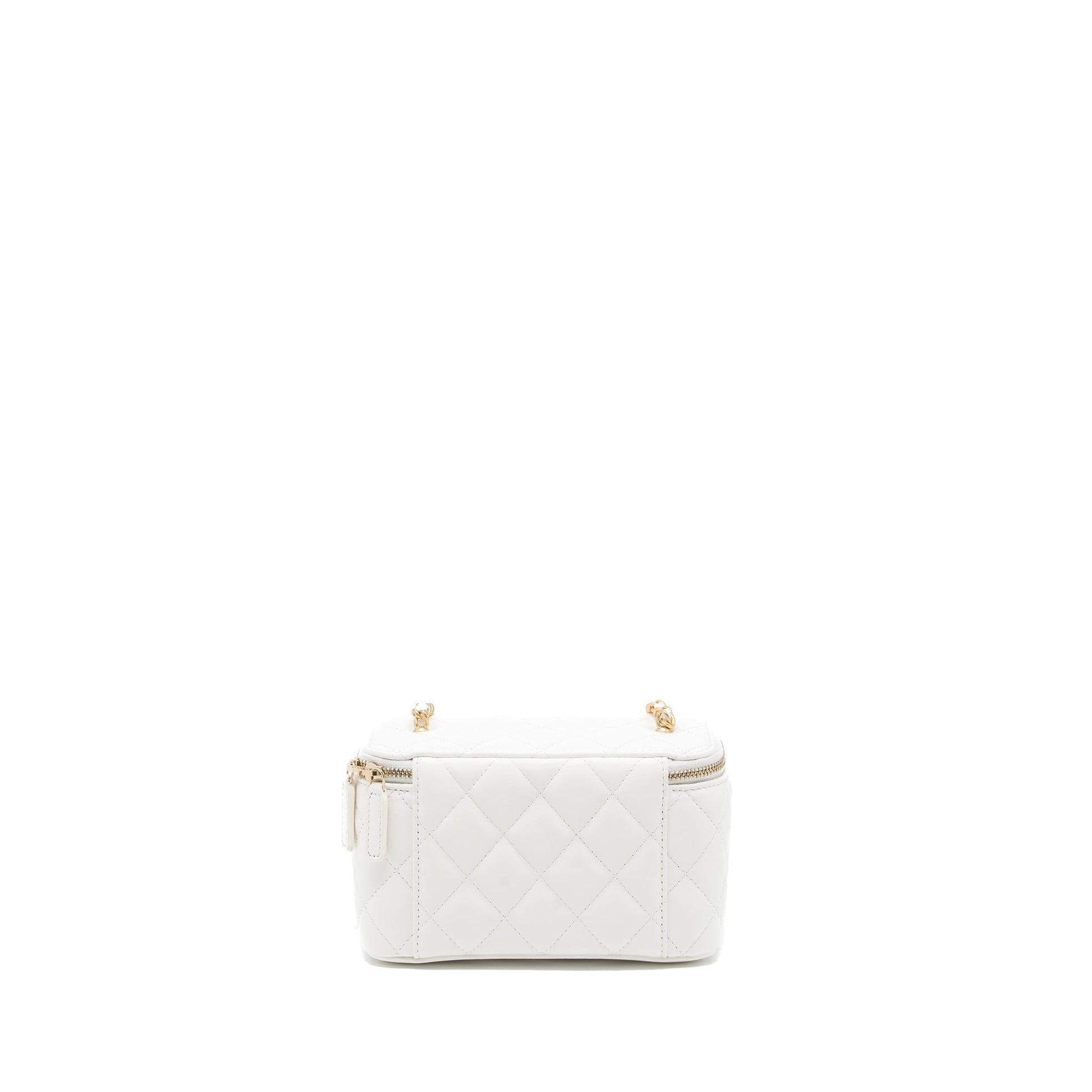 Chanel Pearl Crush Long Vanity Lambskin Brushed White Handbag Ghw Microchip