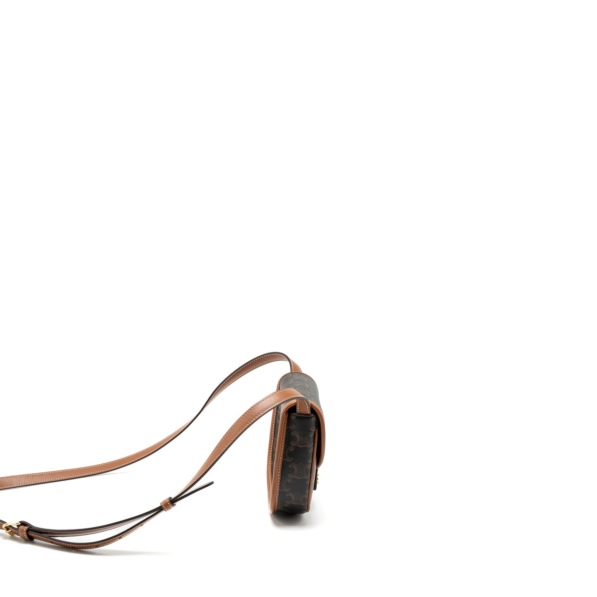 Celine Besace In Triomphe Calfskin Handbag Canvas Tan Travel Bag