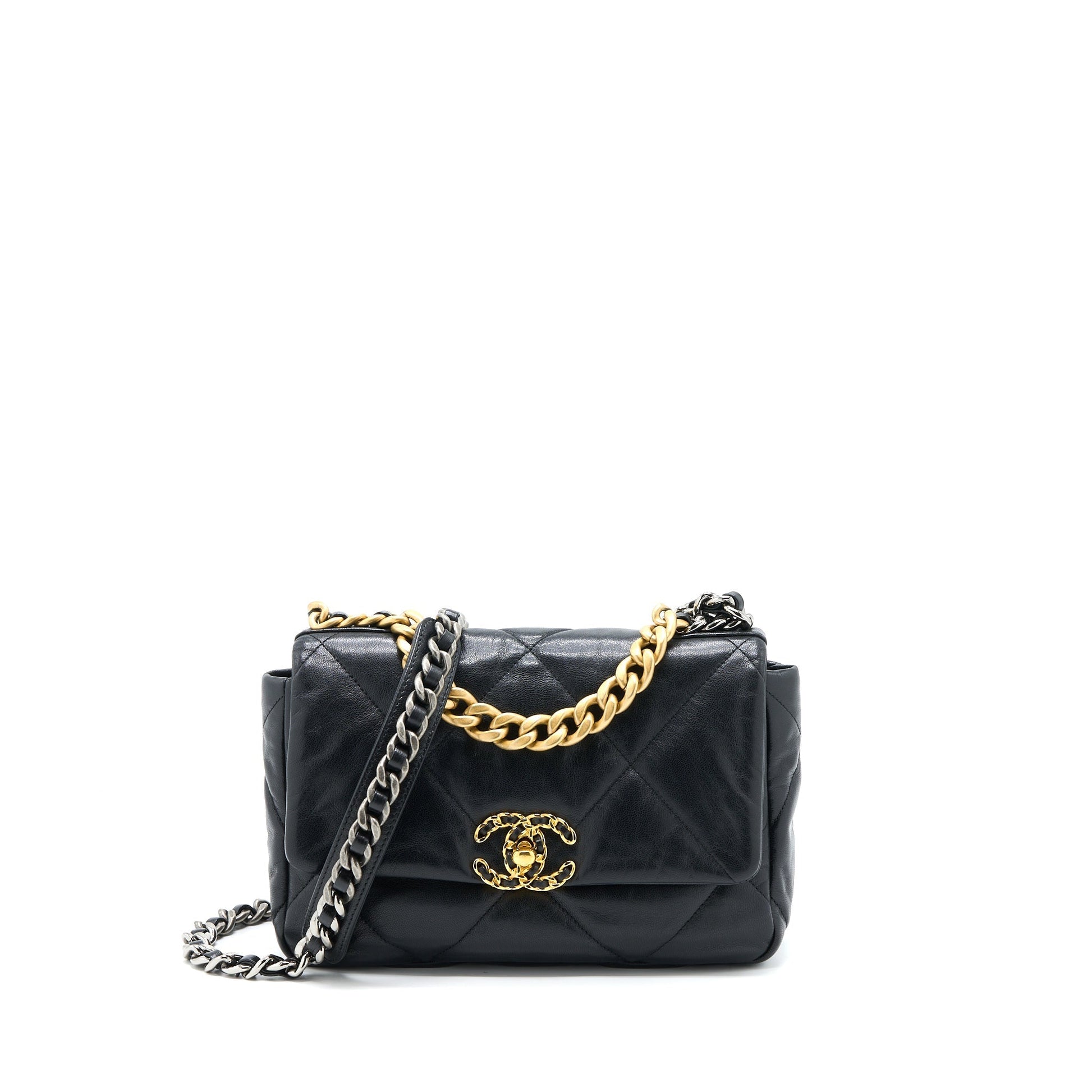 Chanel 19 Goatskin GHW Black Small Handbag Black Ghw