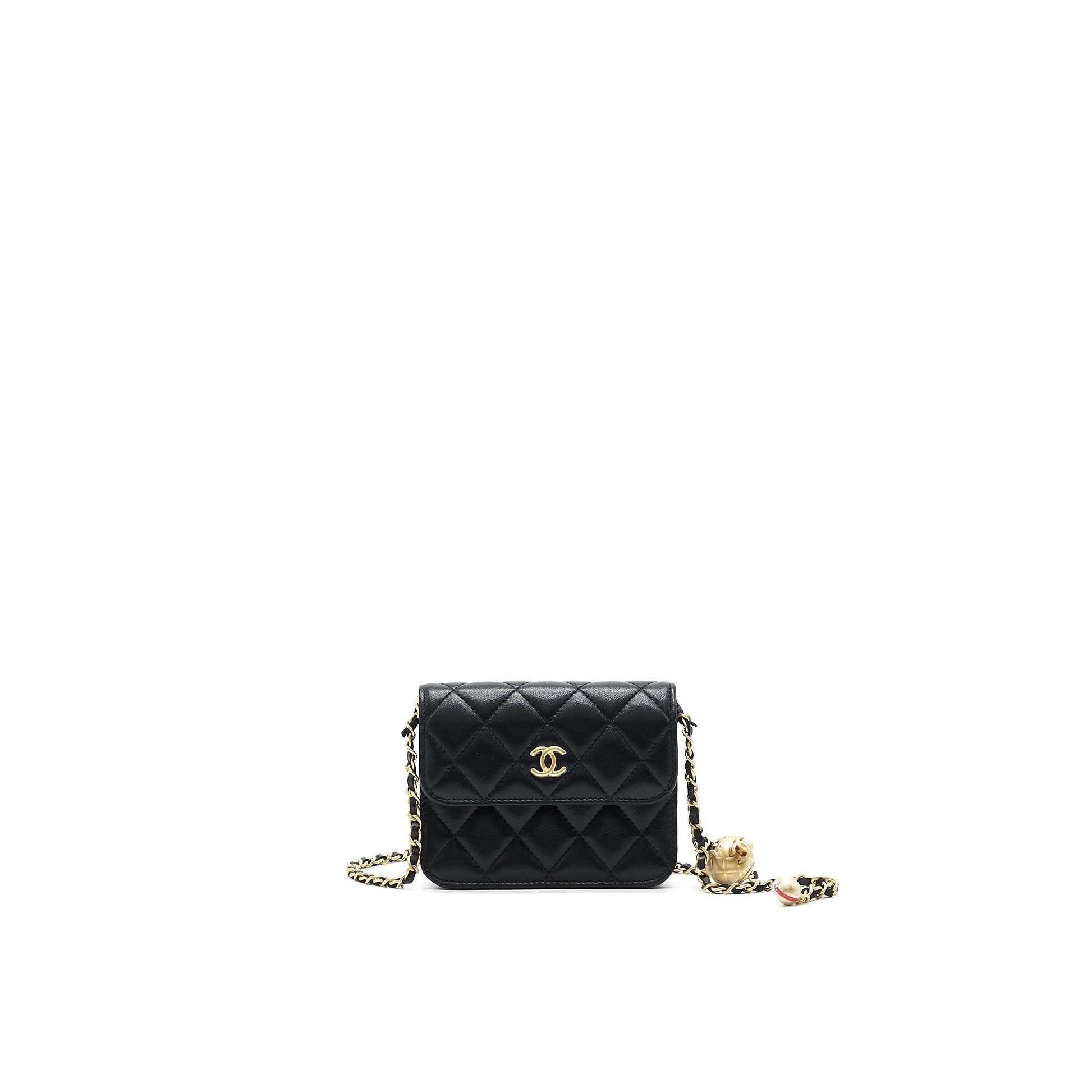 Chanel Pearl Crush Belt GHW Black Black Ghw