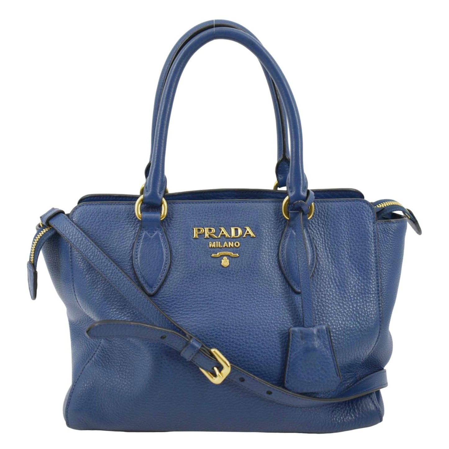 Prada 2Way Tote Shoulder Bag 1Ba205 Leather Blue