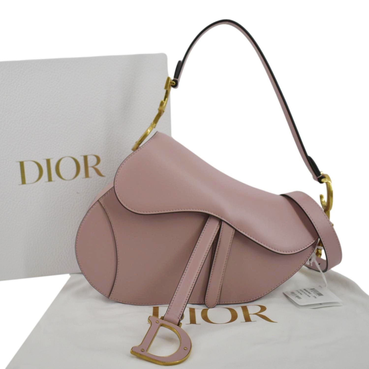Dior Saddle Smooth Calfskin Satchel Shoulder Bag Antique Leather Pink