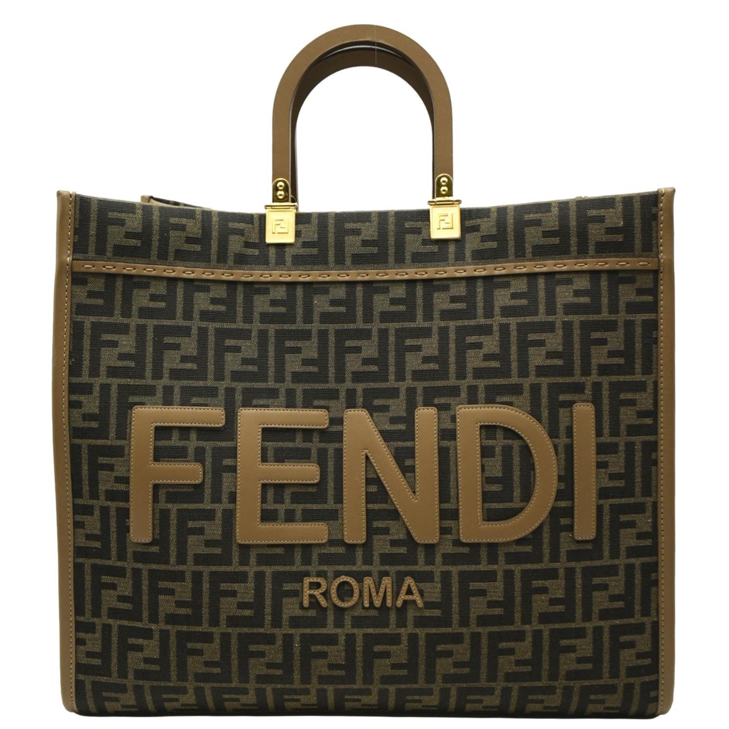 Fendi Sunshine Tote Bag Canvas Monogram Brown