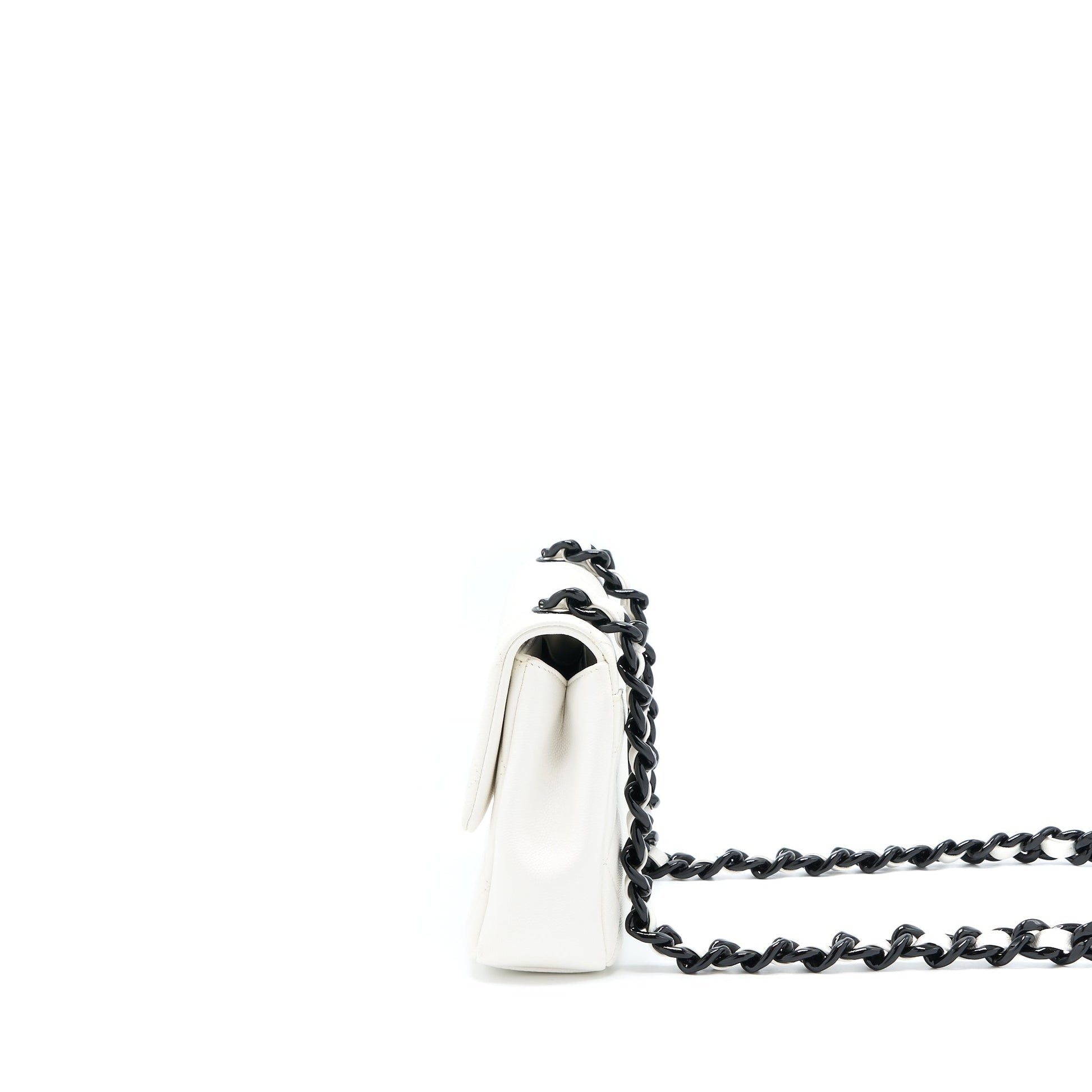 Chanel Seasonal Flap Caviar Hardware Black White Shoulder Bag