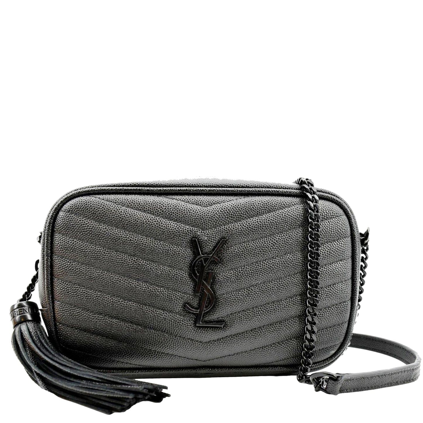 YSL Saint Laurent Yves Lou Camera Crossbody Bag Leather Black Small