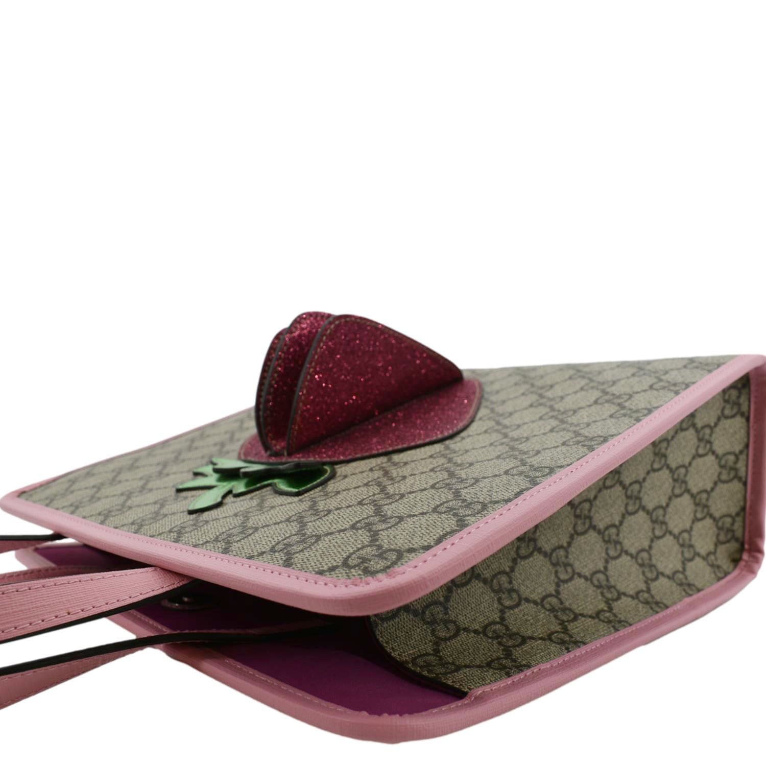 Gucci Kids Strawberry Supreme Tote Bag Canvas Beige