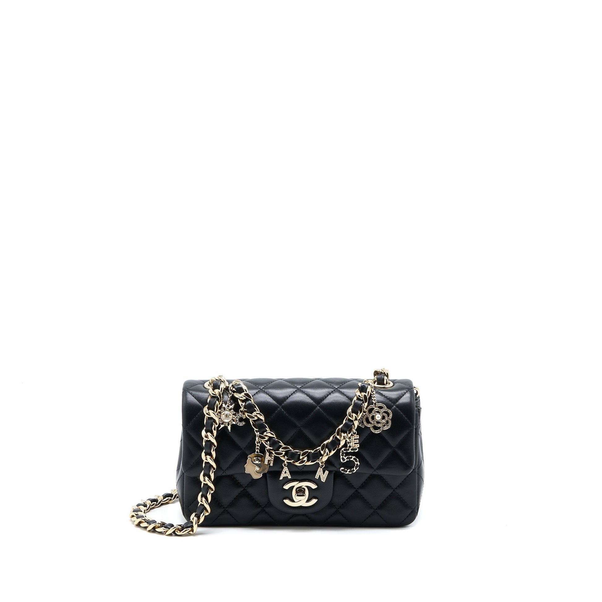 Chanel Rectangular coco charm Limited Edition Lambskin Black Key Chain