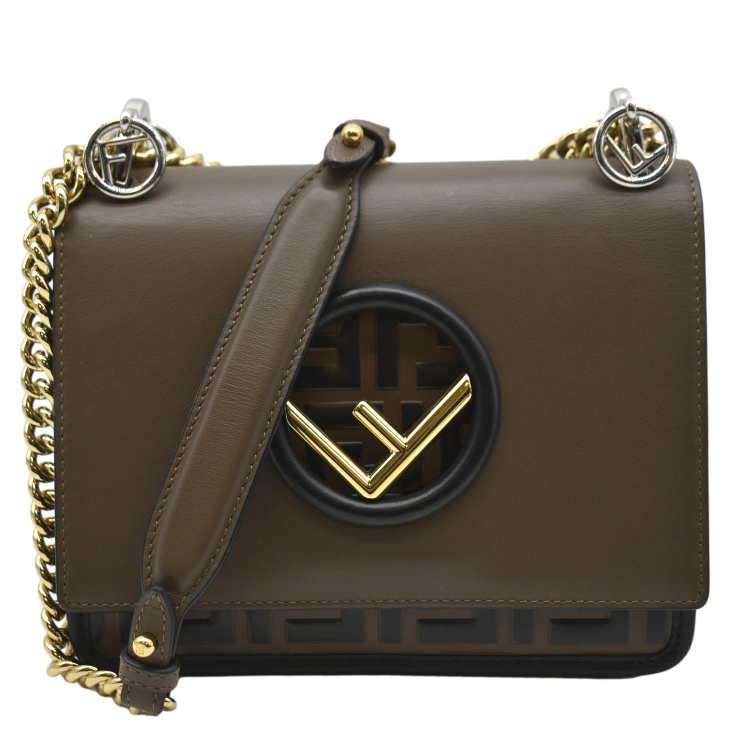 Fendi Kan Zucca Shoulder Bag Leather Brown
