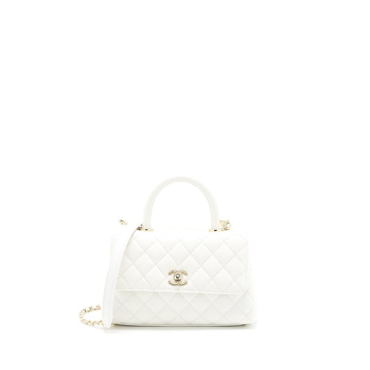Chanel Coco Handle Caviar LGHW Microchip White Small Handbag Microchip 4