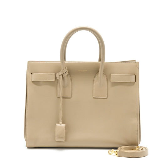 YSL Saint Laurent Sac De Jour Tote Purse Beige Tote Bag
