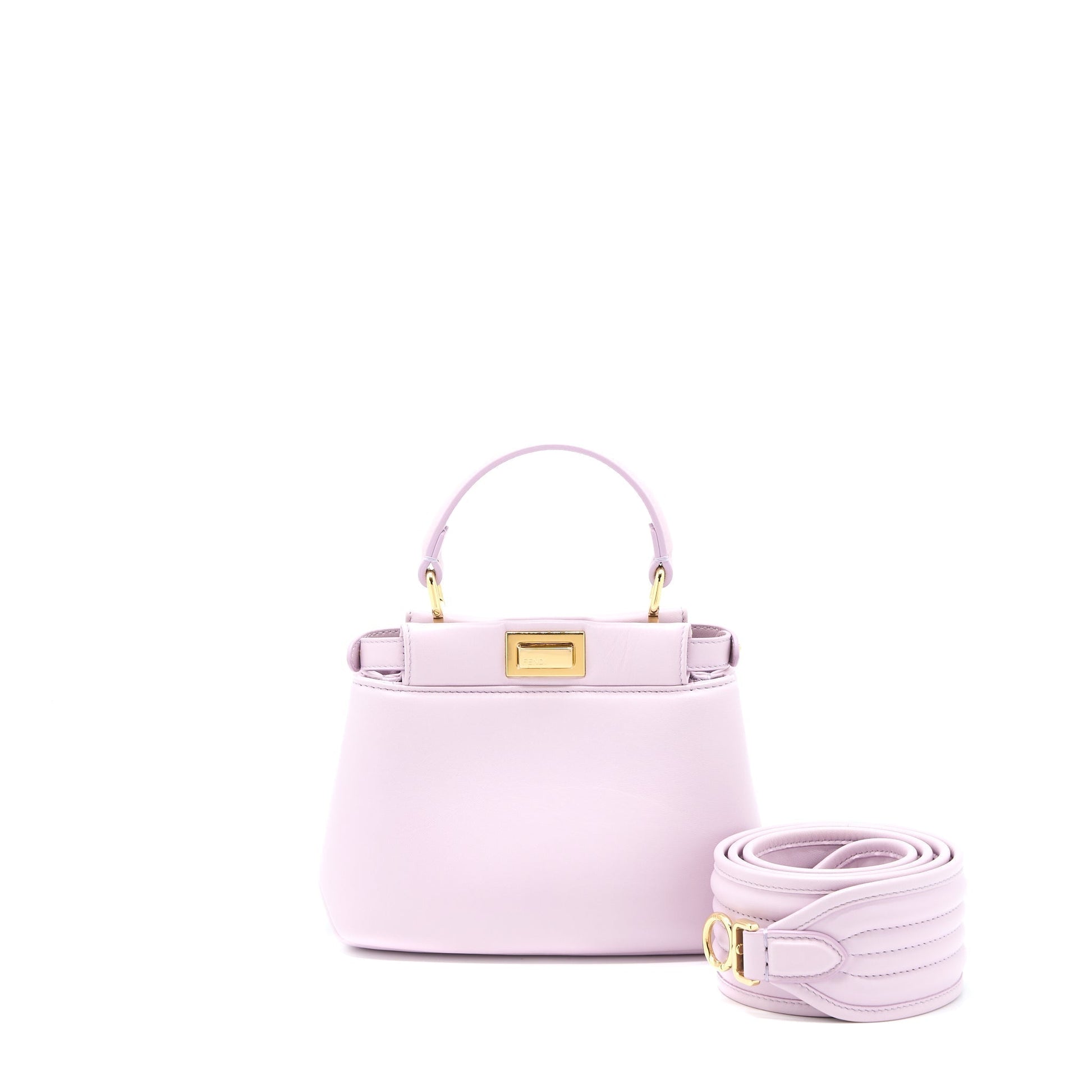Fendi Peekaboo Iconic Nappa Light Handbag Purple Travel Bag
