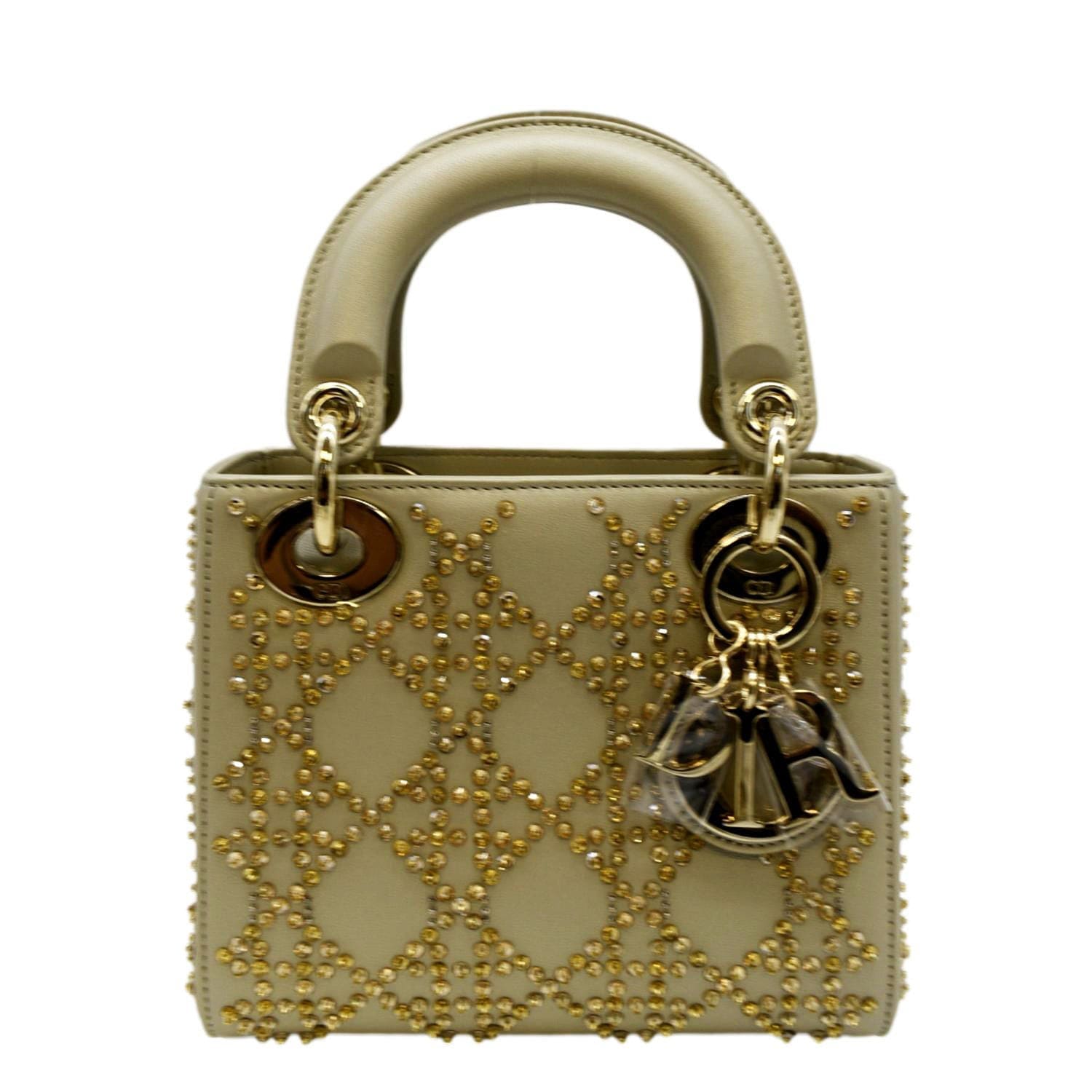 Dior Lady Shoulder Bag Platinum Metallic Leather Lambskin Mini