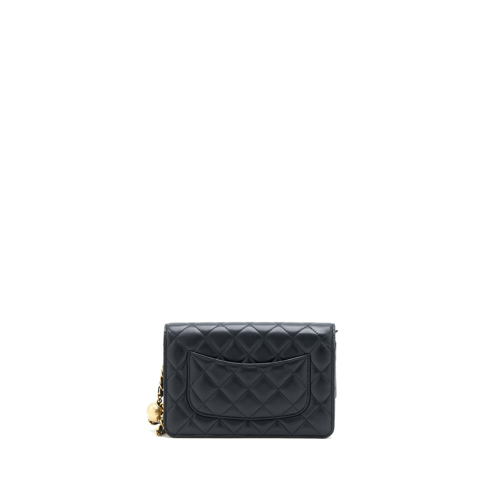 Chanel Pearl Crush on Lambskin Brushed GHW Black Wallet Case Ghw Microchip