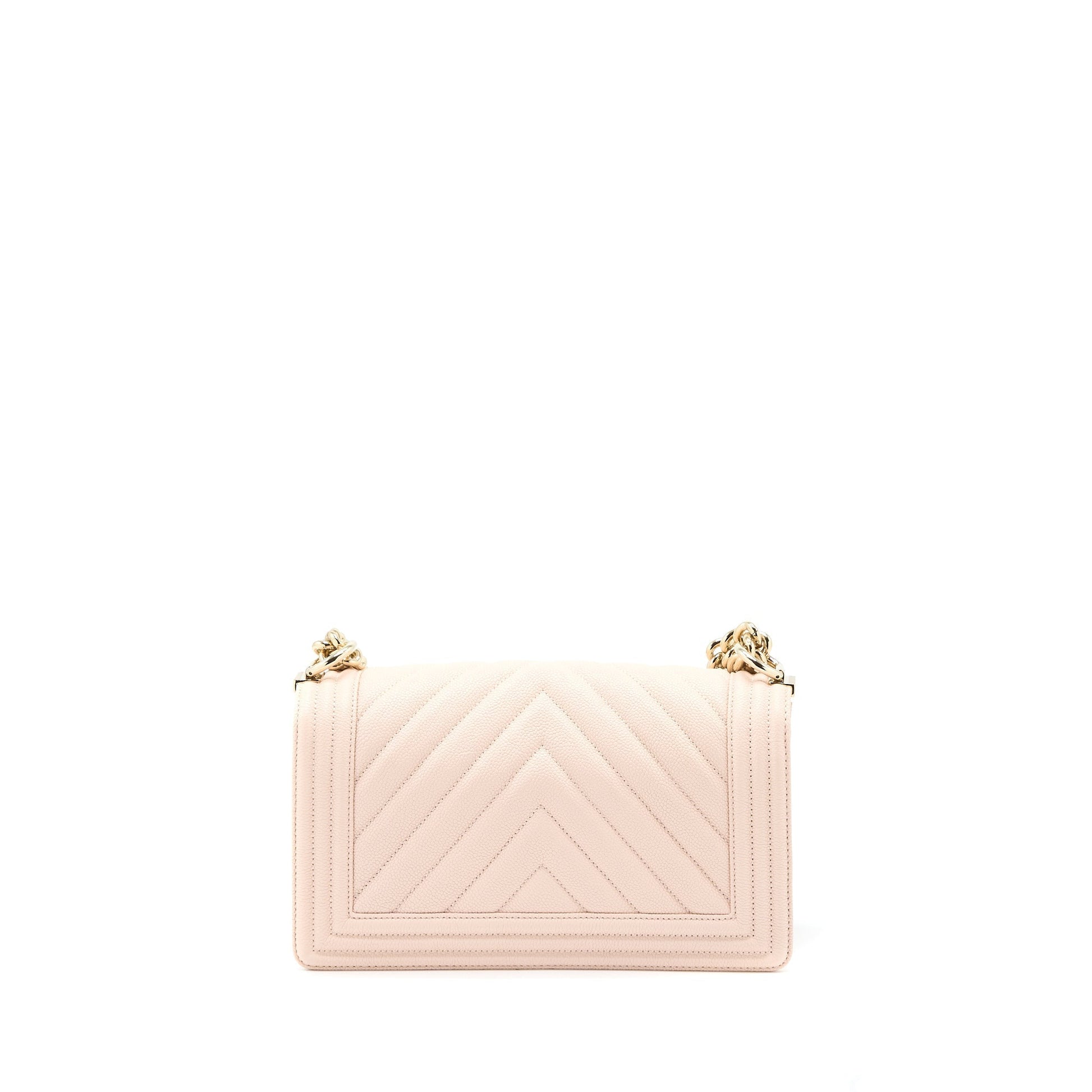 Chanel Boy Chevron Caviar Light LGHW Pink Handbag