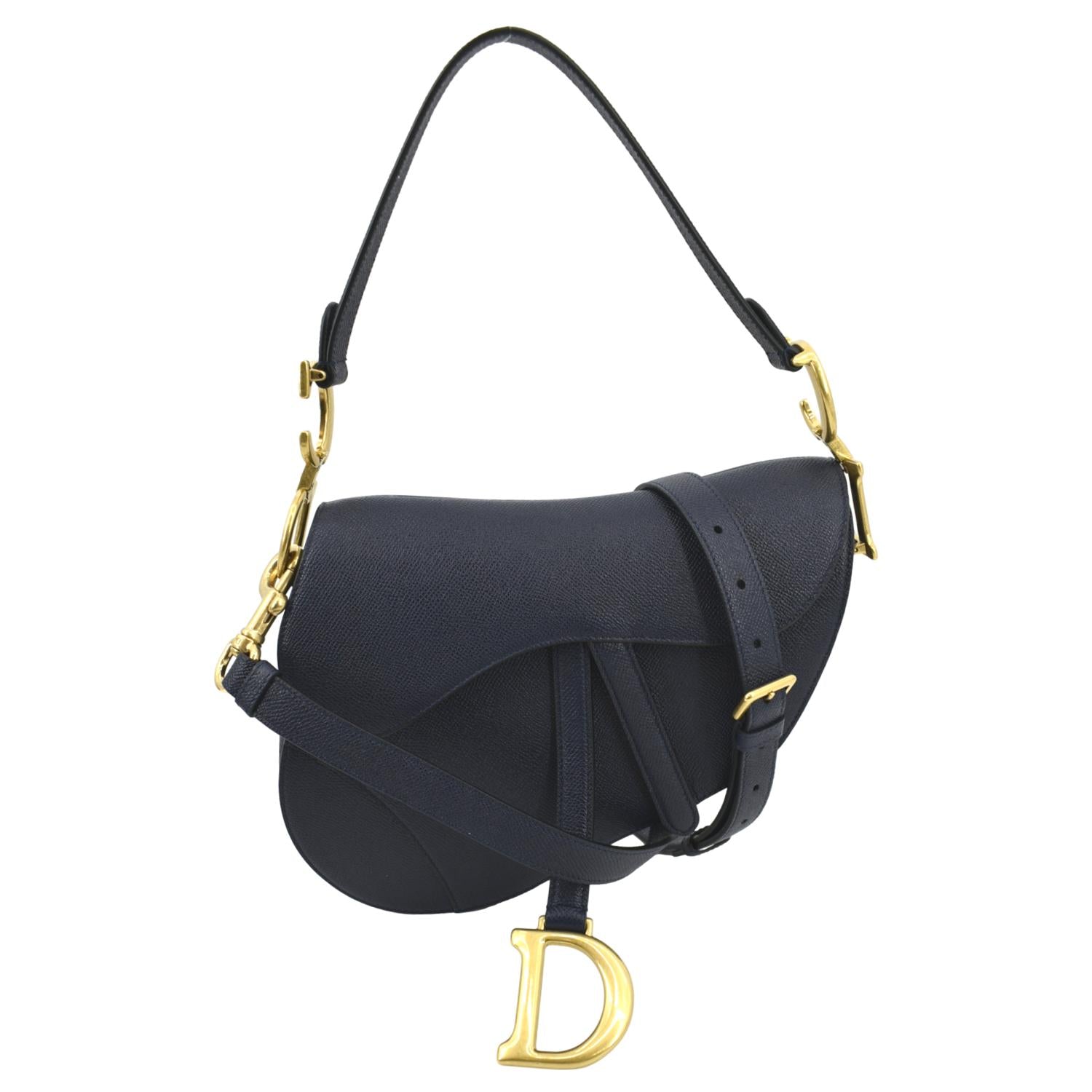Dior Saddle Grained Calfskin Shoulder Bag Royal Leather Blue
