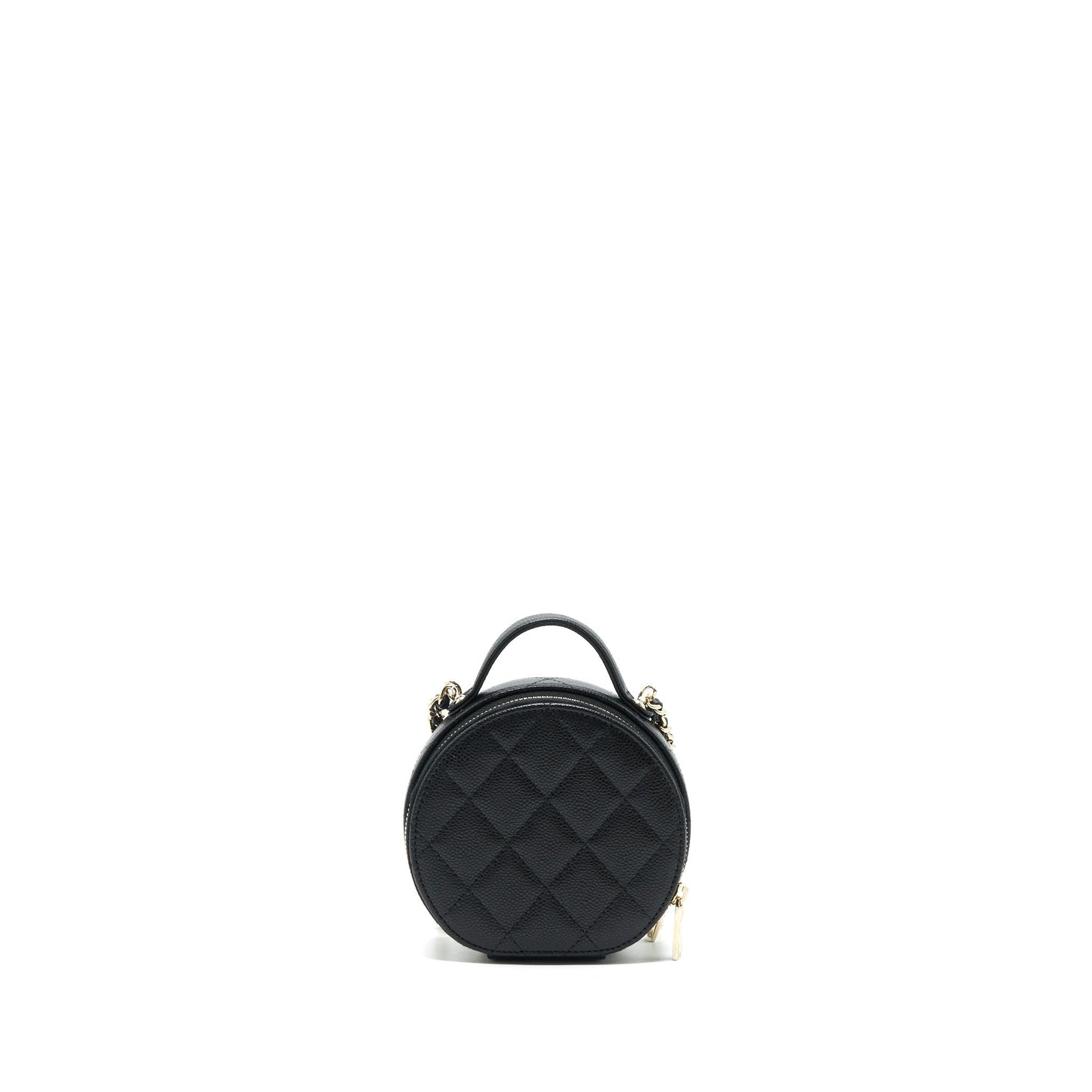 Chanel 22C Top Handle Round Vanity Caviar Black Handbag