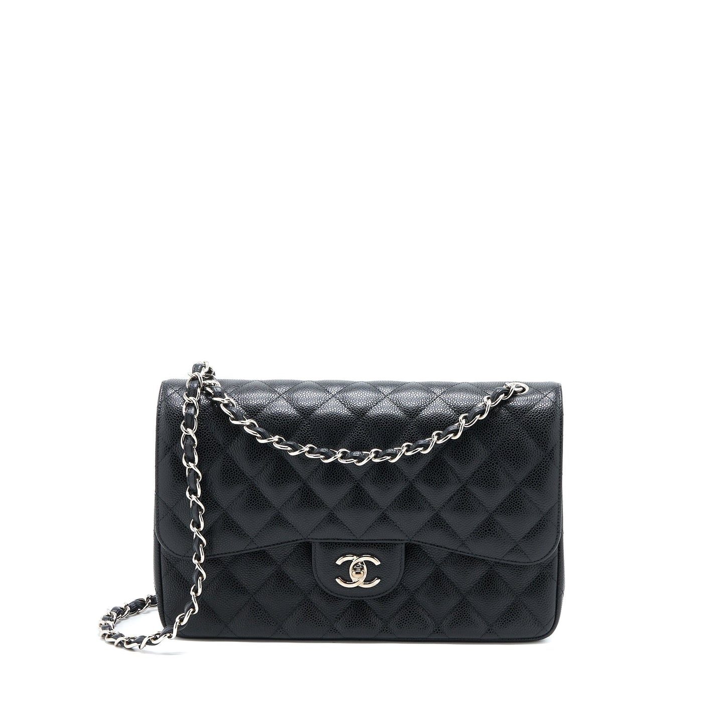 Chanel Jumbo Classic Double Flap Caviar SHW Black Shoulder Bag Shw 2
