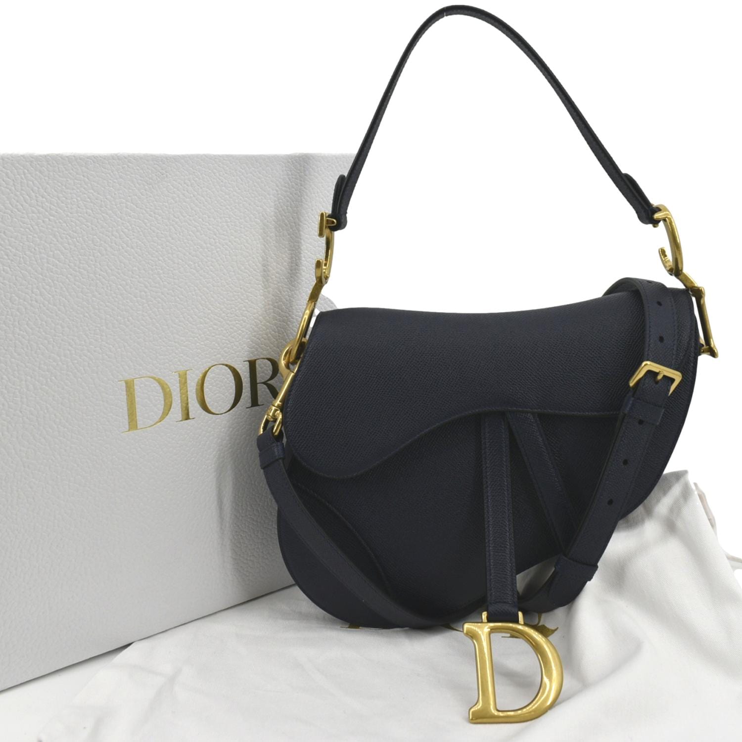 Dior Saddle Grained Calfskin Shoulder Bag Royal Leather Blue