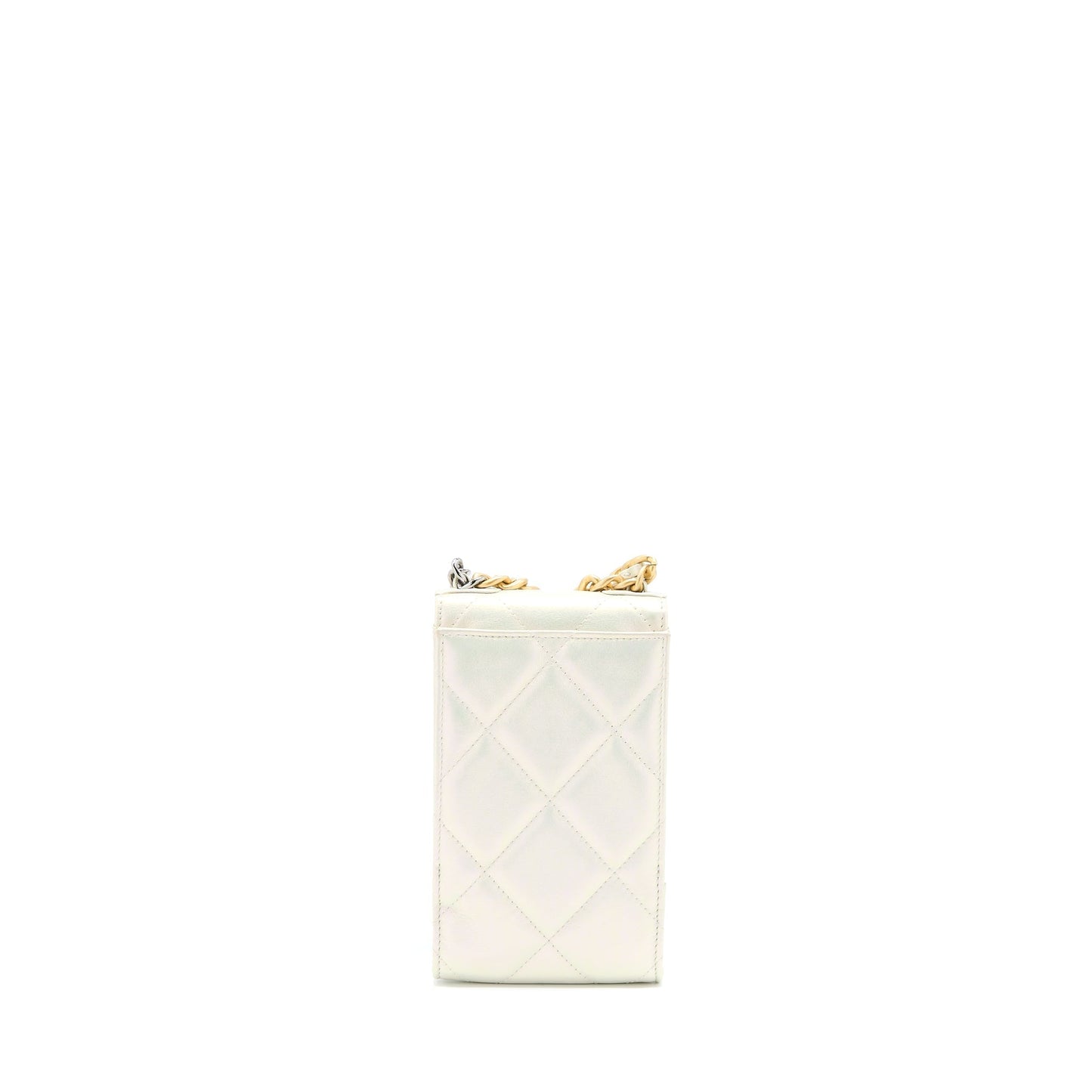 Chanel 19 Phone Iridescent GHW White Handbag