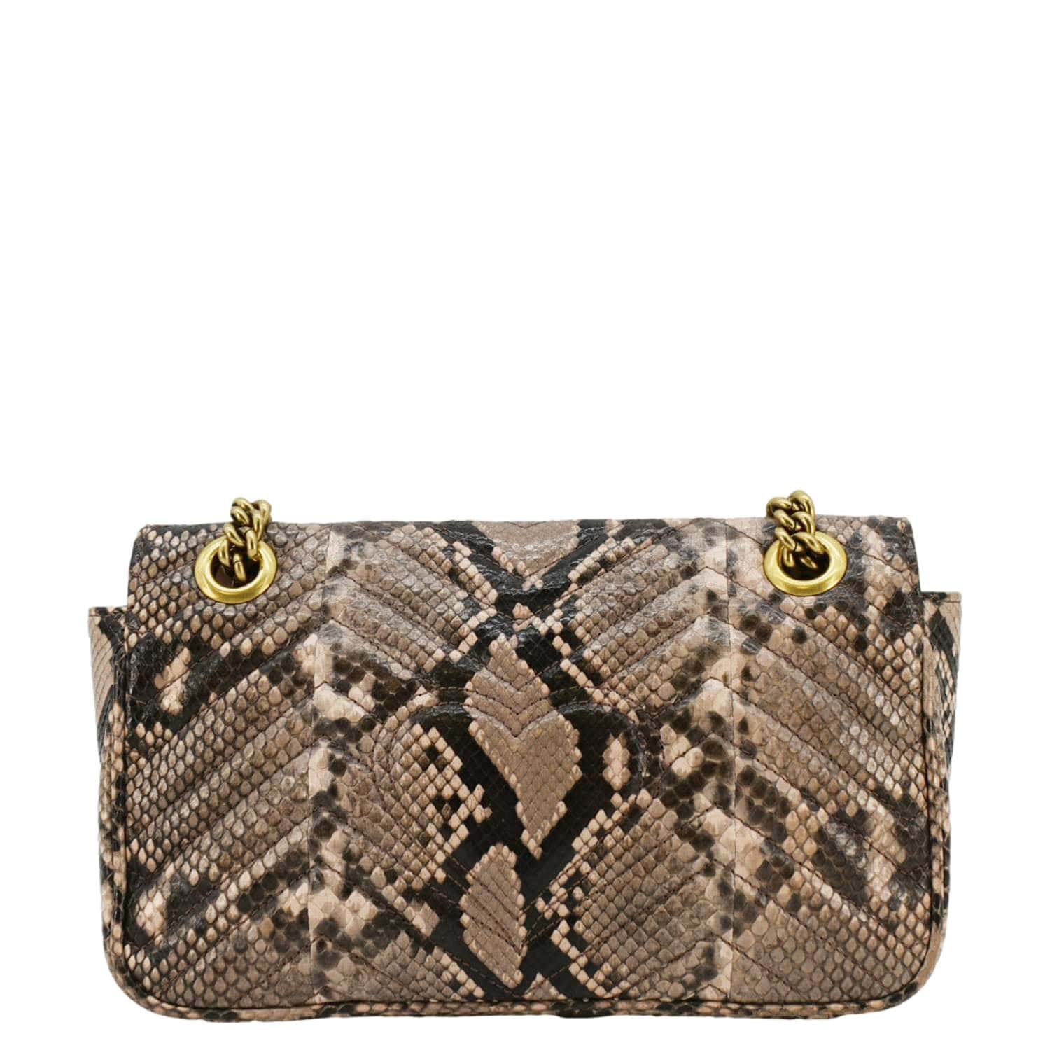 Gucci Marmont Snake Print Crossbody Bag Leather Brown