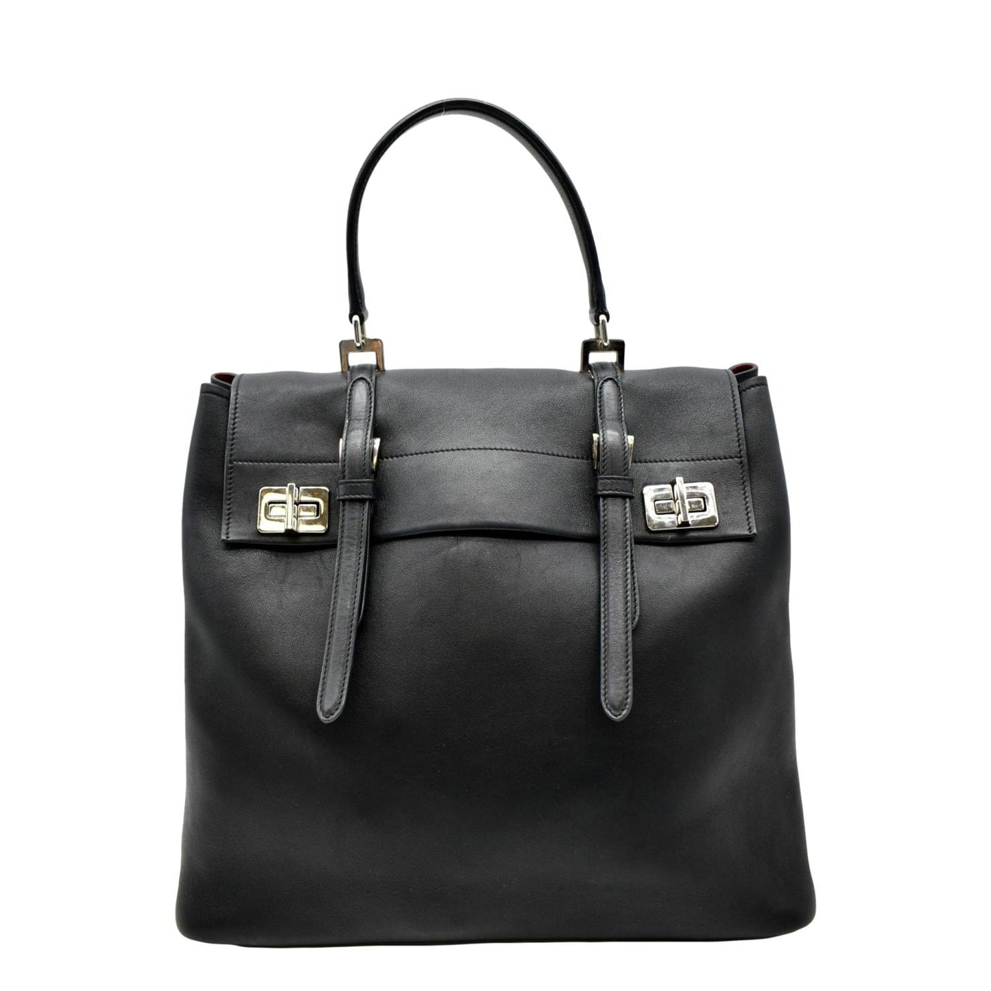 Way Tote Shoulder Bag Leather Black