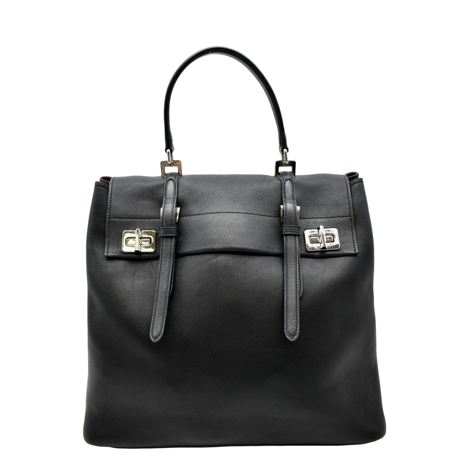 Prada 2Way Tote Shoulder Bag Leather Black