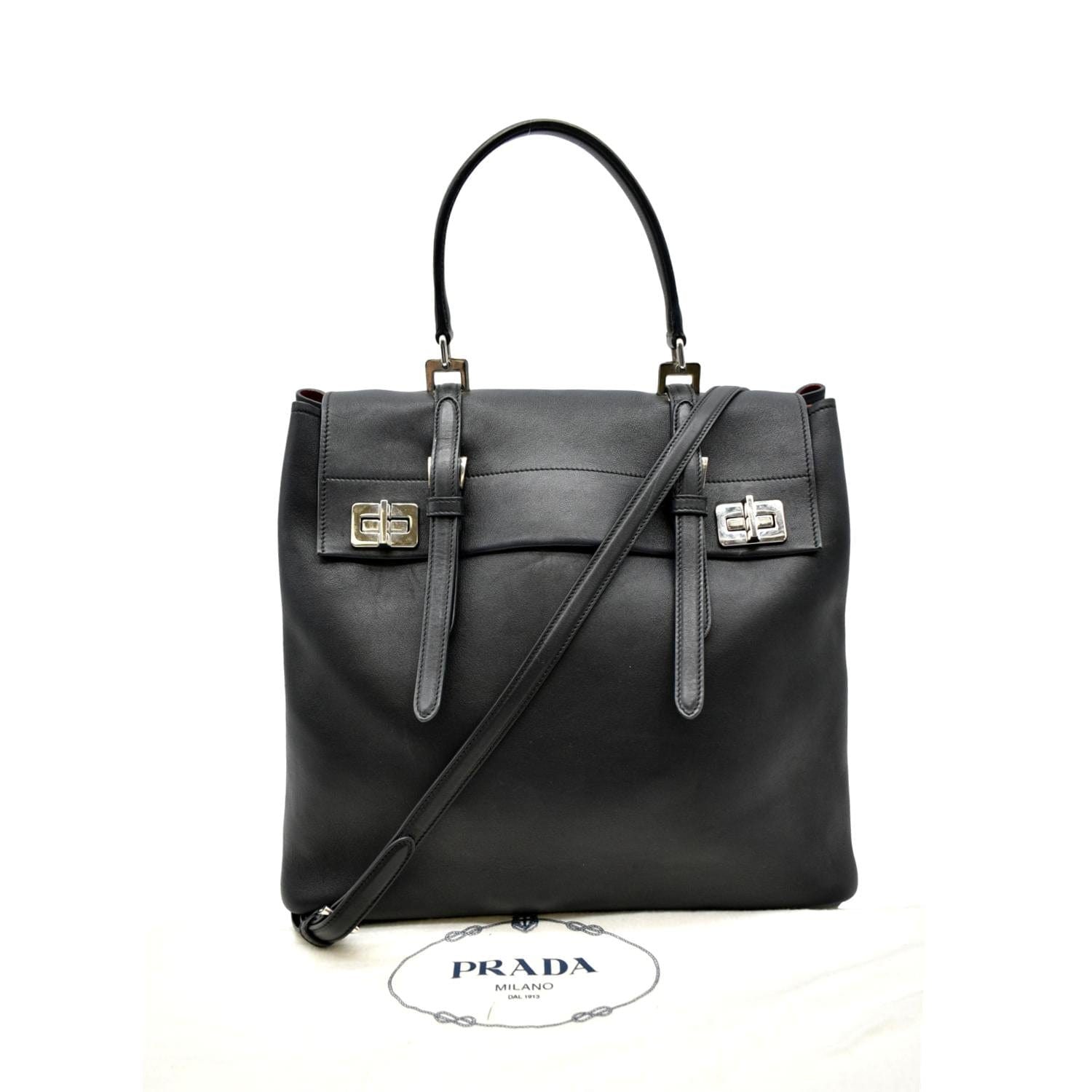 Way Tote Shoulder Bag Leather Black