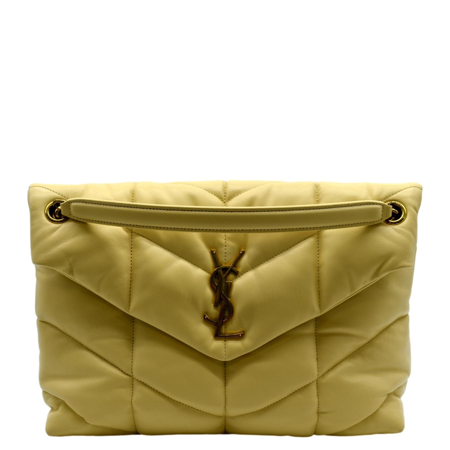 YSL Saint Laurent Saint Loulou Puffer Crossbody Bag Light Creme Leather Quilted