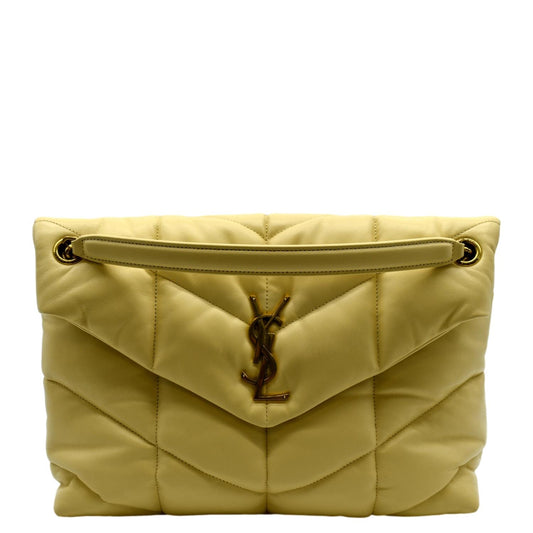 YSL Saint Laurent Saint Loulou Puffer Crossbody Bag Light Creme Leather Quilted