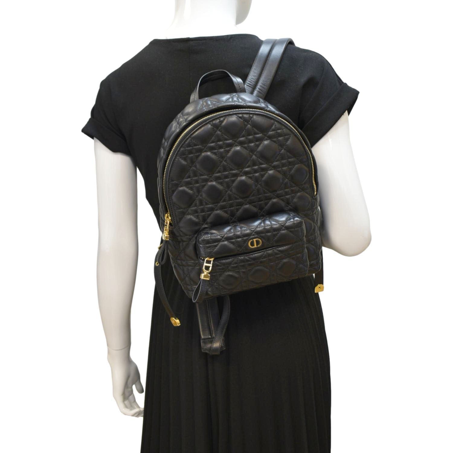 Dior Cannage Backpack Leather Quilted Black