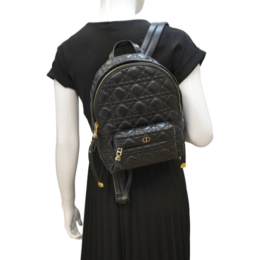 Dior Cannage Backpack Leather Quilted Black