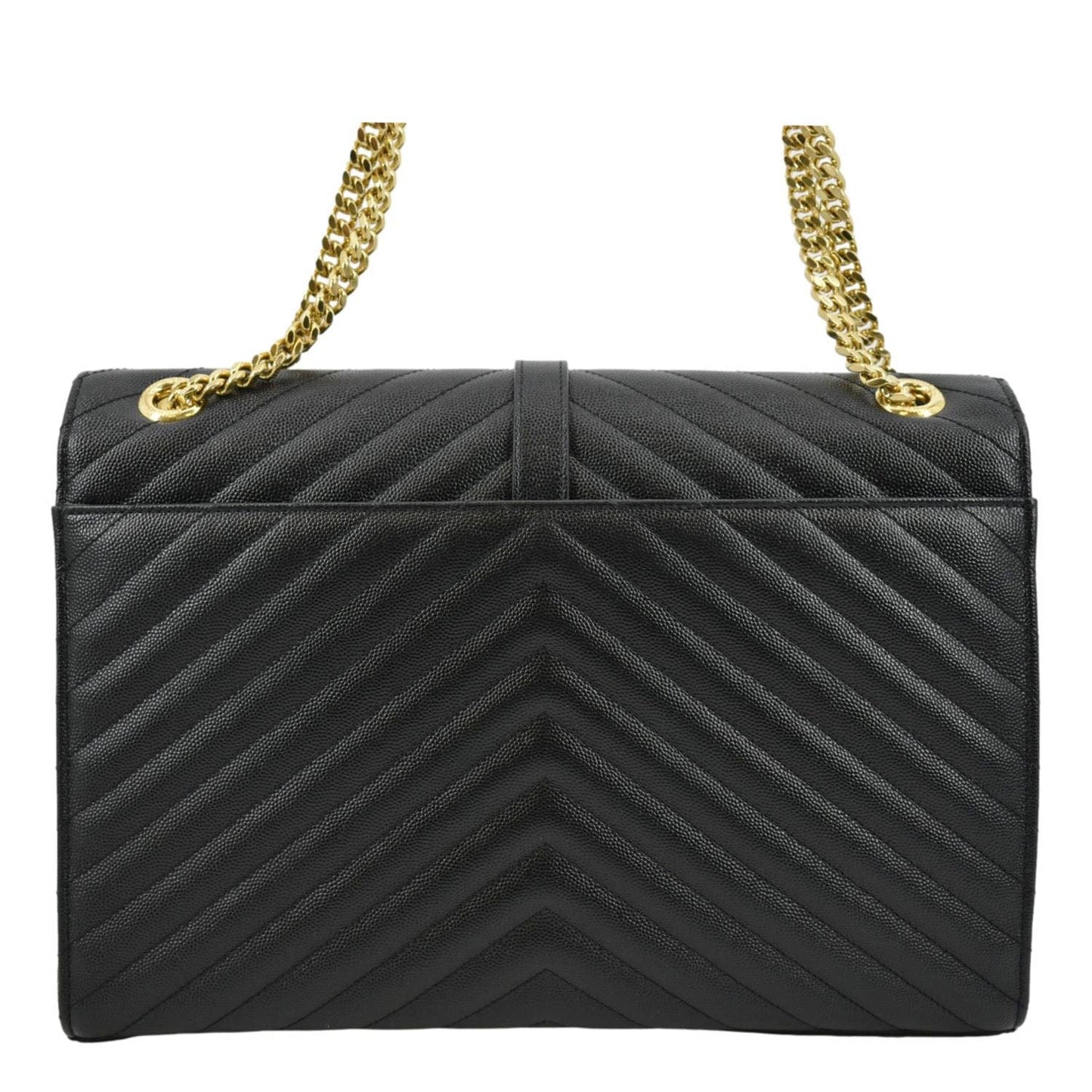 YSL Saint Laurent Yves Envelope Shoulder Bag Leather Matelasse Black