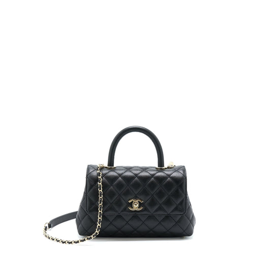 Chanel Coco Handle Caviar LGHW Microchip Black Small Handbag Microchip 4